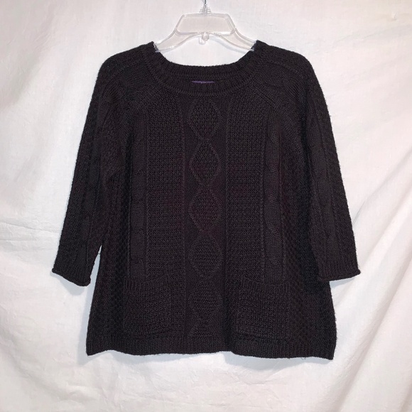 Dex Clothing 3/4 Sleeve Black Cable Sweater Size Medium - Picture 1 of 10